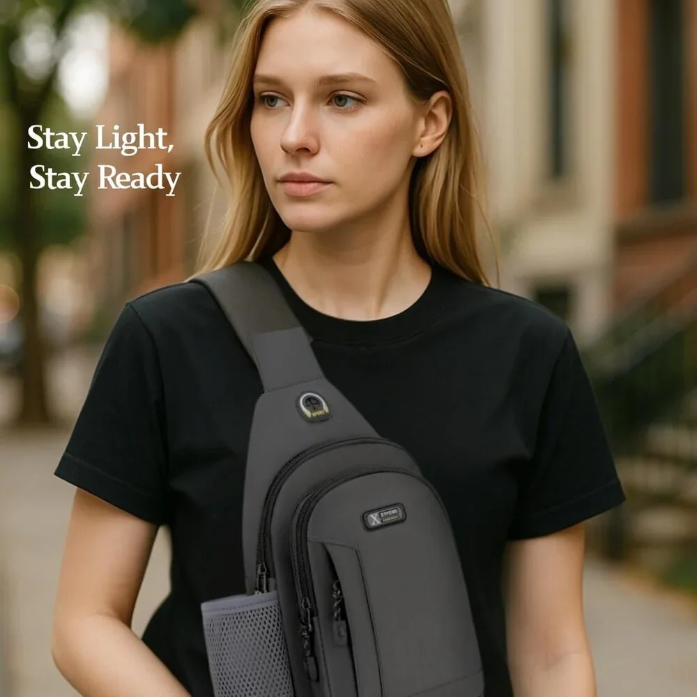 Anti-Theft Sling Bag Water-Resistant Crossbody Phone Pocket Travel Pack